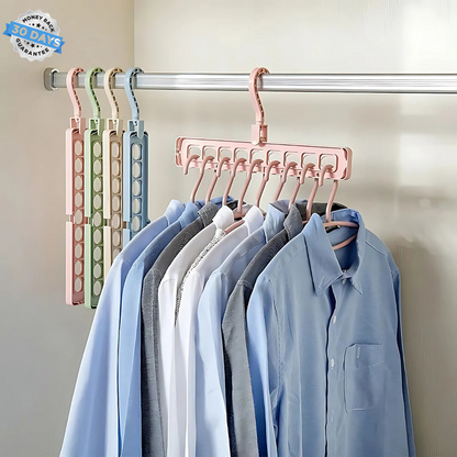 Space-Saving 9-Hole Folding Closet Hanger Set
