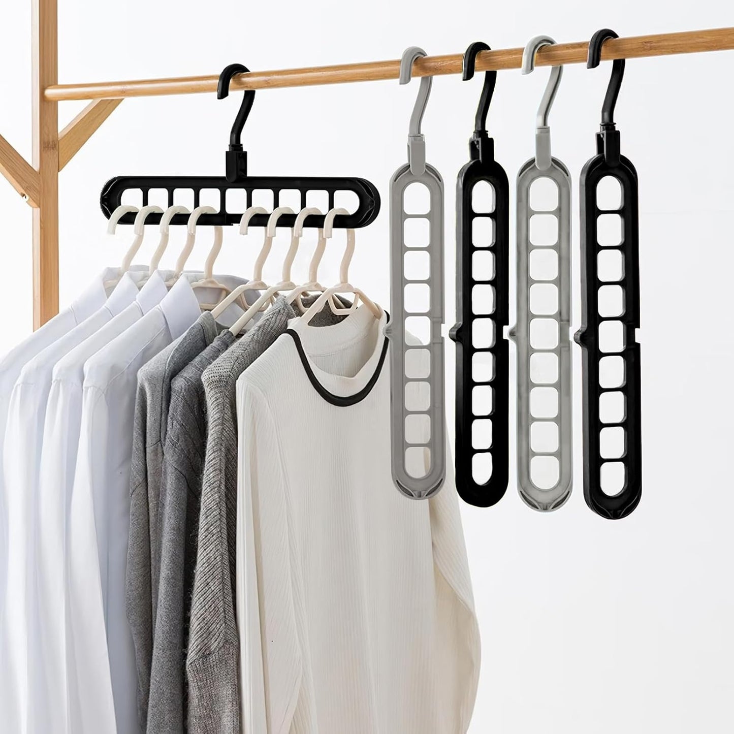 Space-Saving 9-Hole Folding Closet Hanger Set