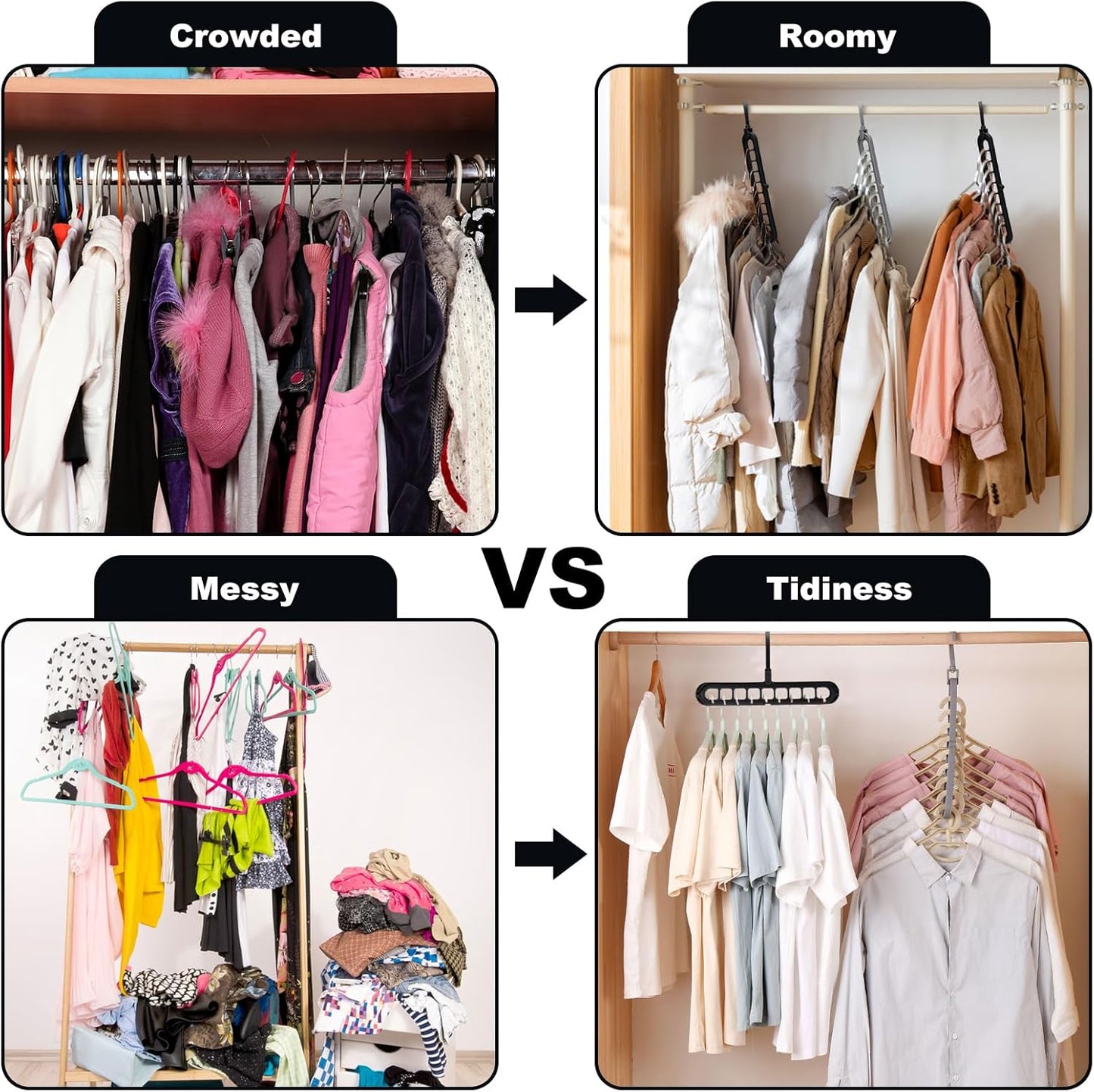 Space-Saving 9-Hole Folding Closet Hanger Set